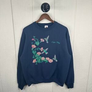 Vintage 90’s Cape May New Jersey Hummingbird Navy Graphic Crewneck Size X-Large